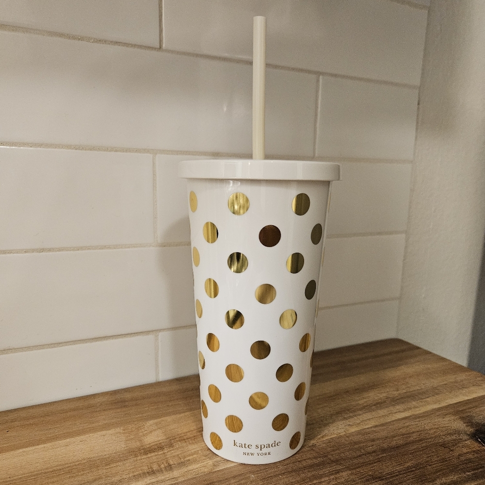 Kate Spade Gold Polka Dot Tumbler